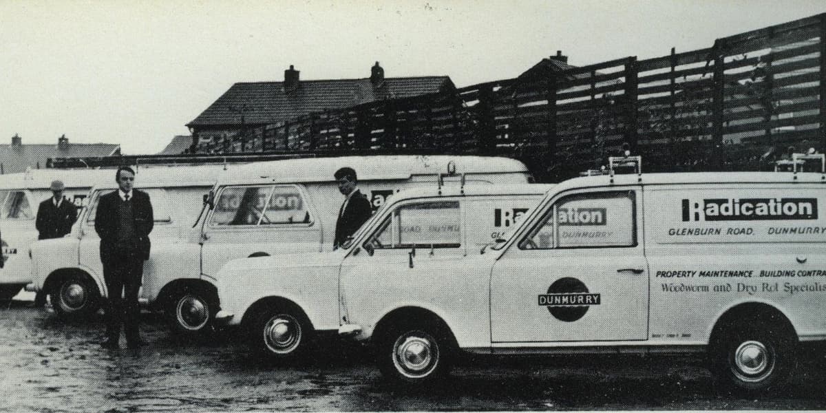 Family-owned Radication Ltd business milestone: three generations spanning 59 years of building treatments in Northern Ireland since 1967.